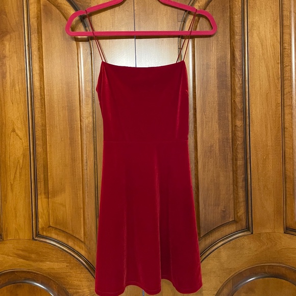 Urban Outfitters Red Velvet Mini Dress - Picture 2 of 4